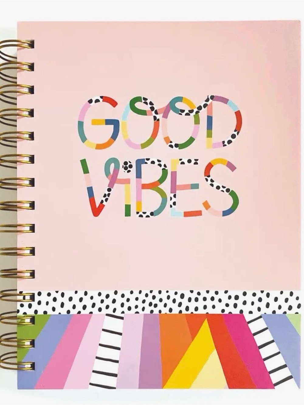 Good Vibes Spiral Notebook - Pink Multicolor Cover
